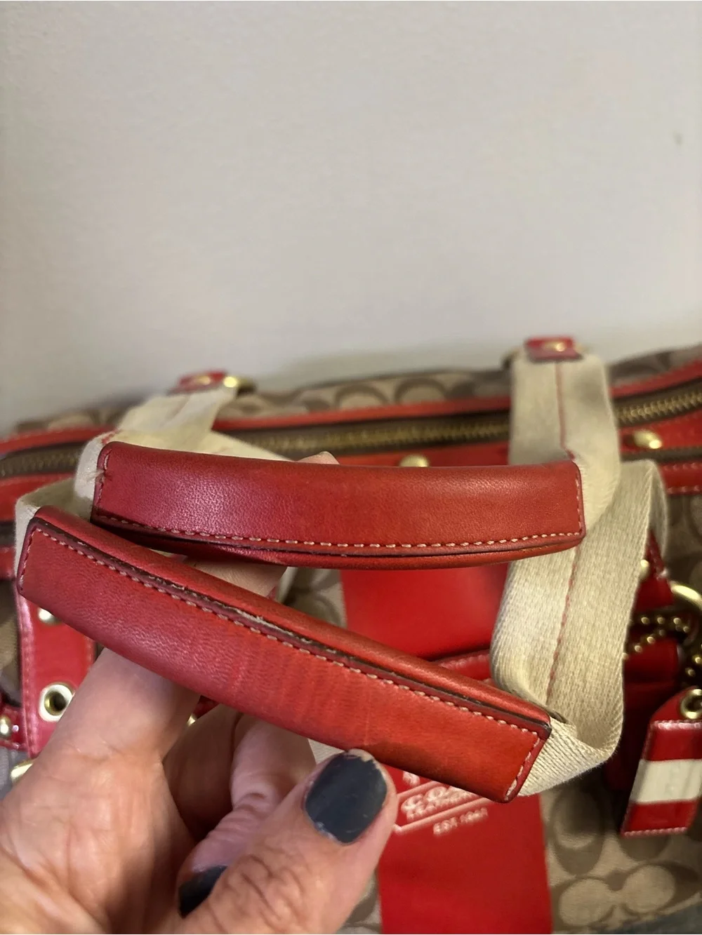 Coach Heritage Stripe XL Zip Satchel K0769-11564 - Picture 8 of 17
